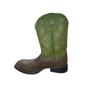 Justin JB1111 Mens 9D Western Cowboy Boots Green Brown Man-Made Used